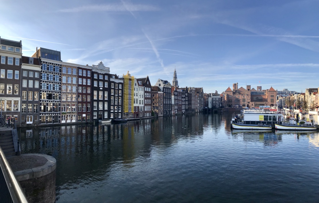 A beautiful morning in Amsterdam with Beurs van Berlage in the background